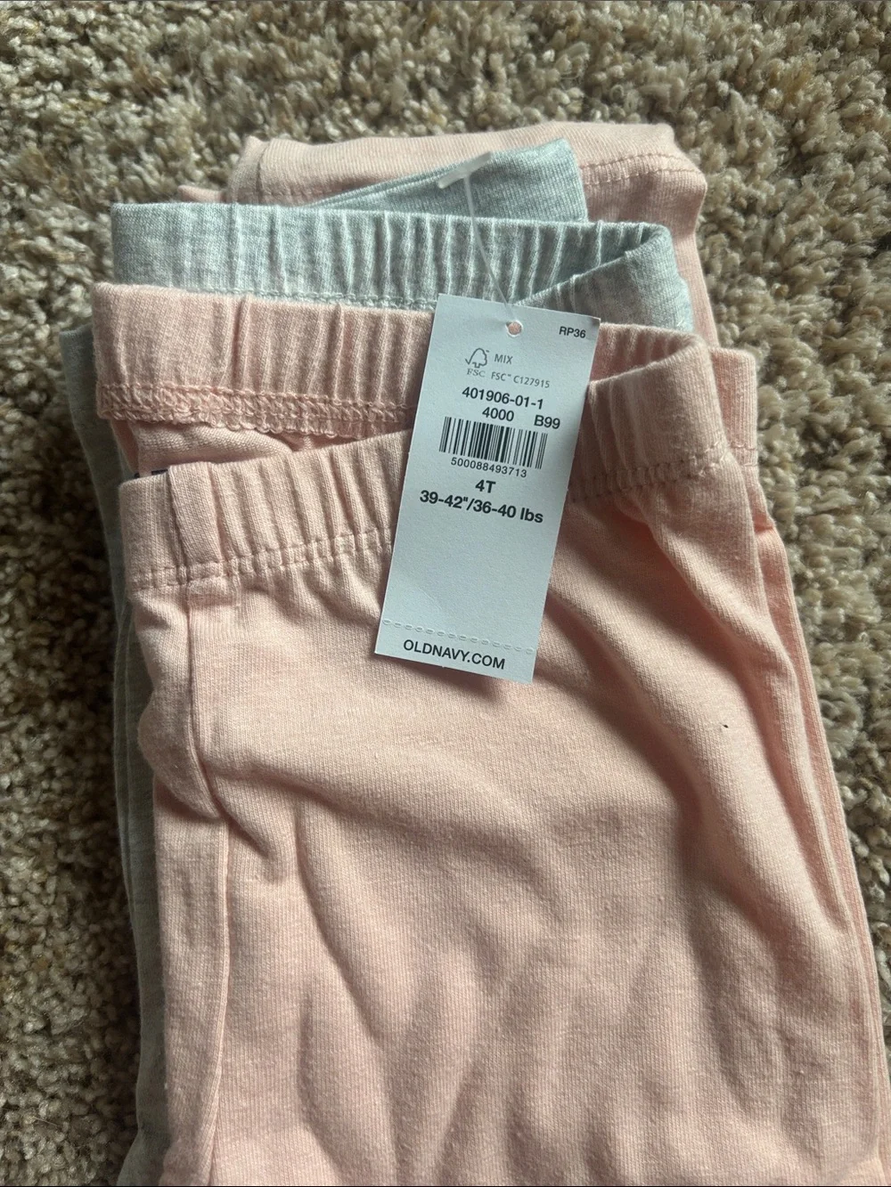 Old Navy Girls' Pink and Gray Stretch Leggings